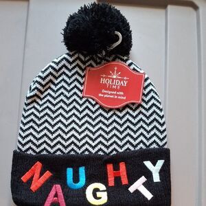 Holiday Time Zigzag Pom-Pom Beanie with Colorful Letters (Hat011)